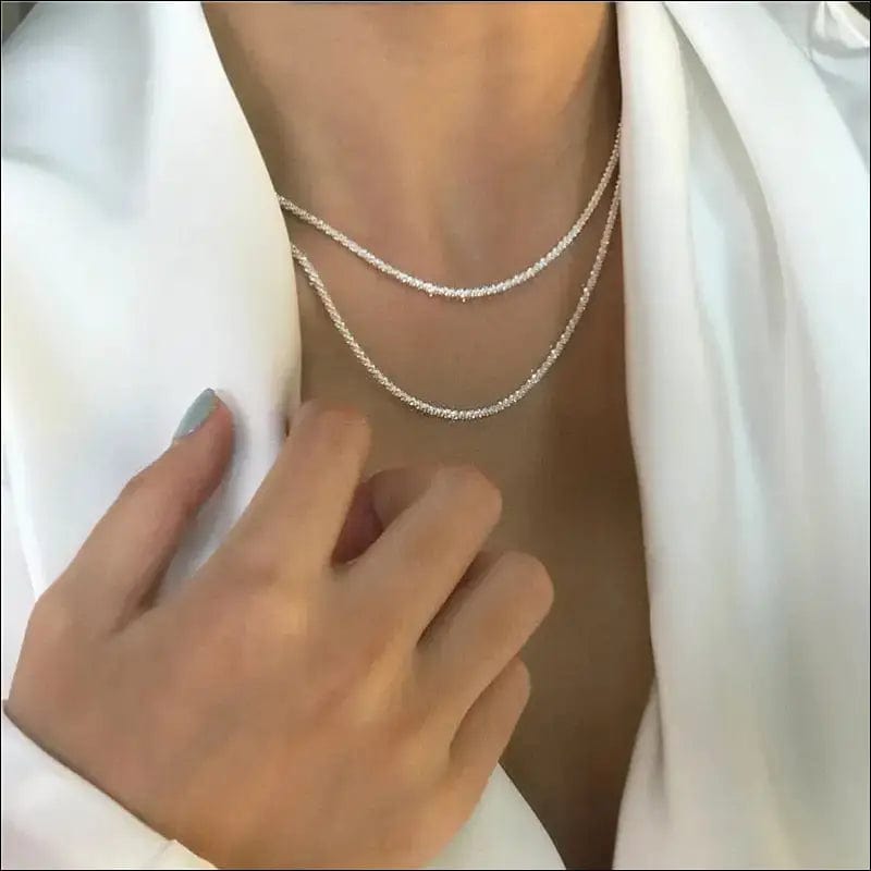 Popular 925 Sterling Silver Sparkling Clavicle Chain Choker