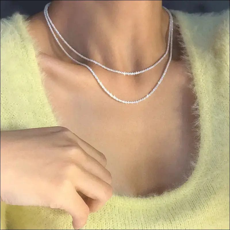 Popular 925 Sterling Silver Sparkling Clavicle Chain Choker