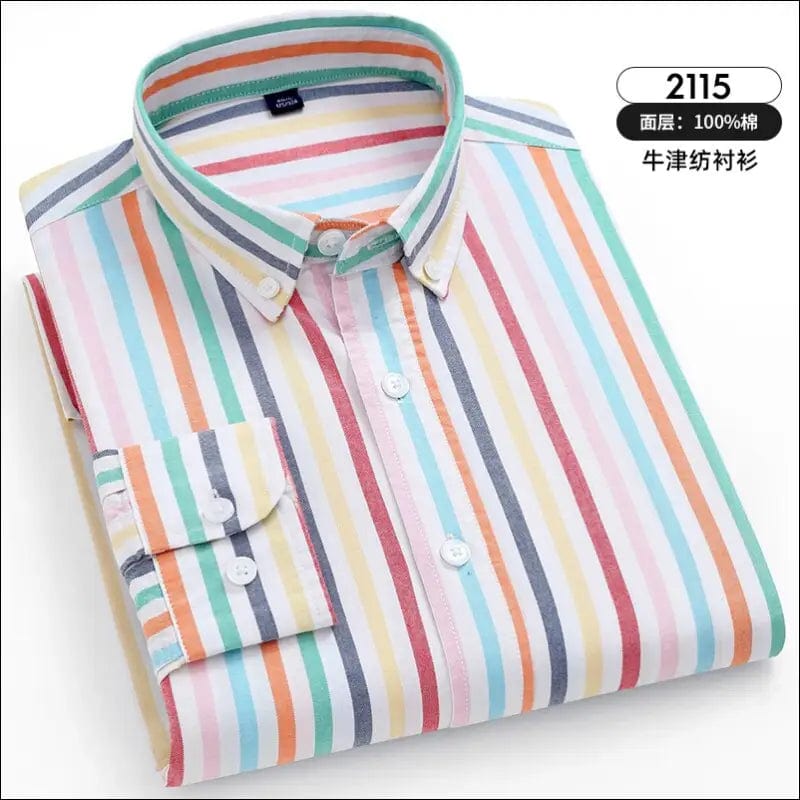 Pure Cotton Oxford Striped Plaid Shirt New Arrival Business