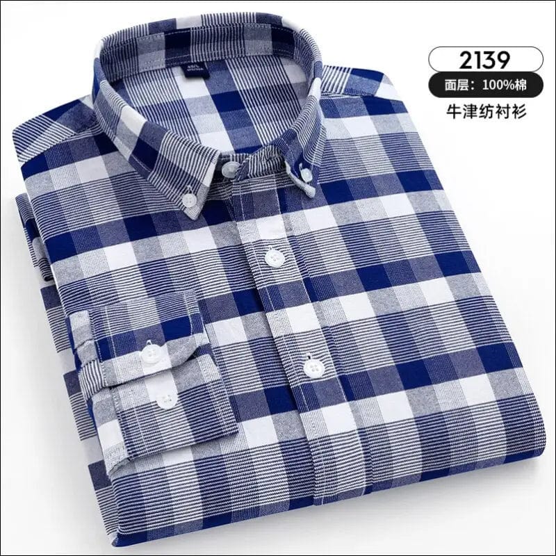 Pure Cotton Oxford Striped Plaid Shirt New Arrival Business