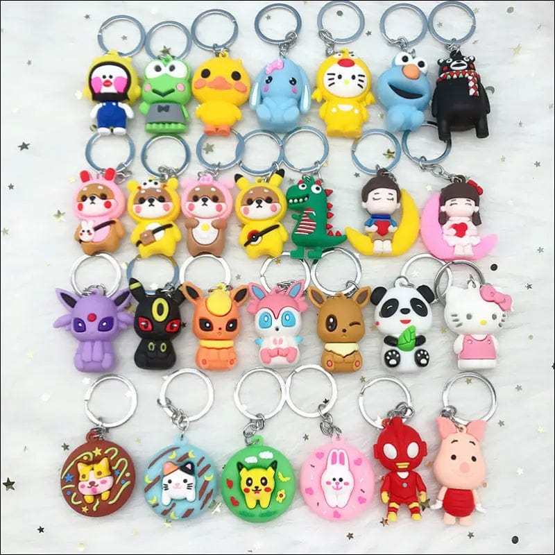 PVC soft glue large cartoon unicorn silica gel push key ring