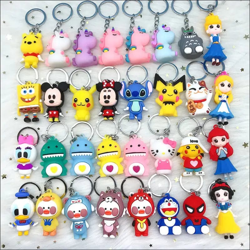 PVC soft glue large cartoon unicorn silica gel push key ring