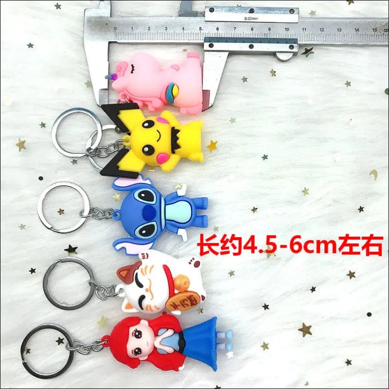 PVC soft glue large cartoon unicorn silica gel push key ring