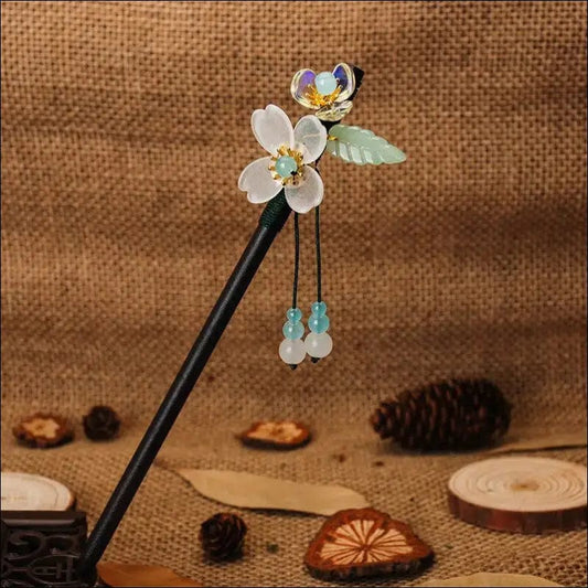 QFDIAN Vintage Wood Flower Hairpin For Women Antique Hair