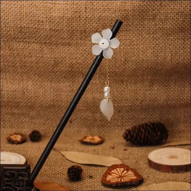 QFDIAN Vintage Wood Flower Hairpin For Women Antique Hair