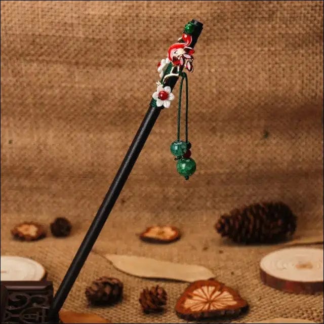 QFDIAN Vintage Wood Flower Hairpin For Women Antique Hair