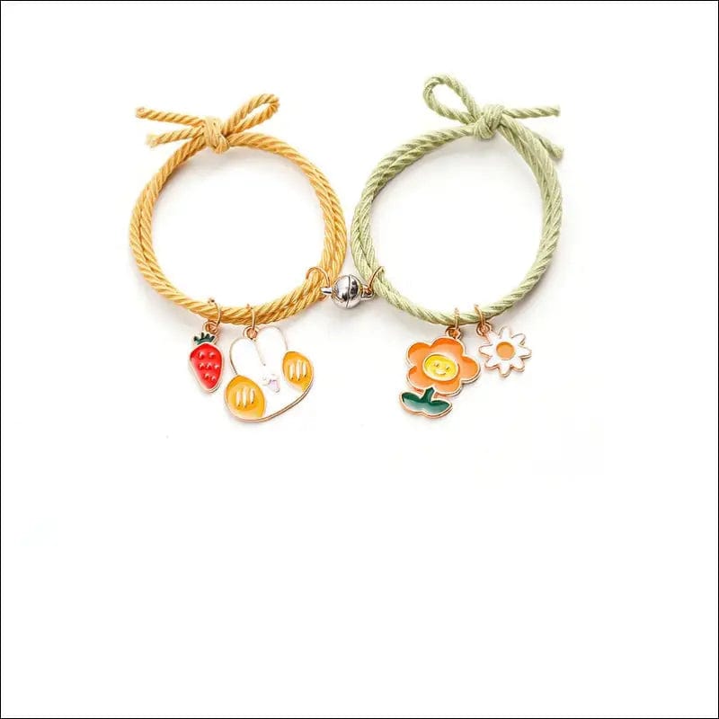 QiLuxy 2pcs\Set Cute Cartoon Couple Bracelet Magnet Ball