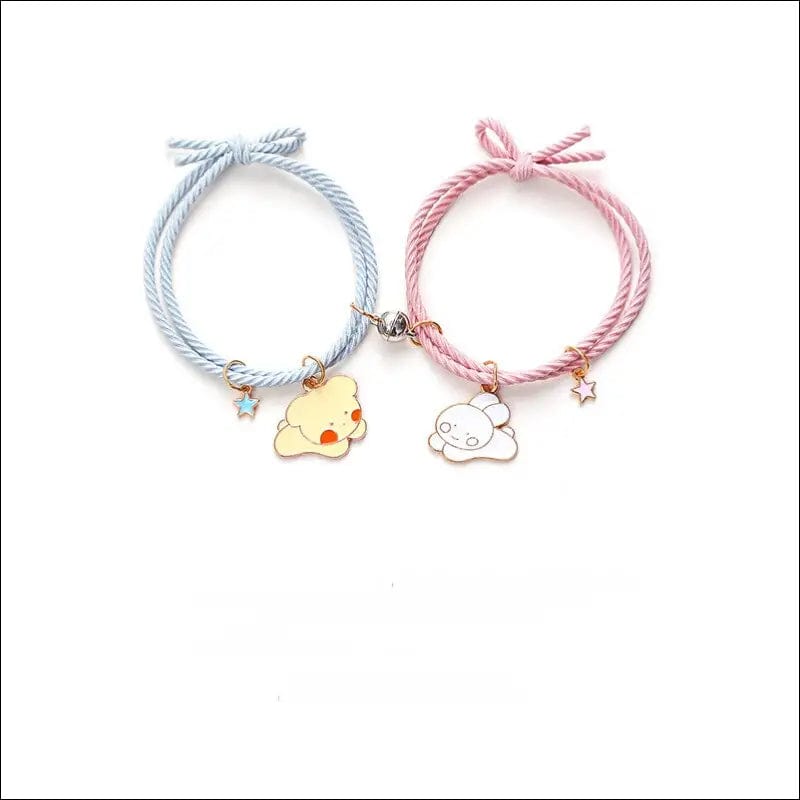 QiLuxy 2pcs\Set Cute Cartoon Couple Bracelet Magnet Ball