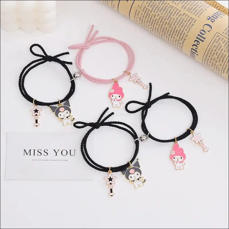 QiLuxy 2pcs\Set Cute Cartoon Couple Bracelet Magnet Ball