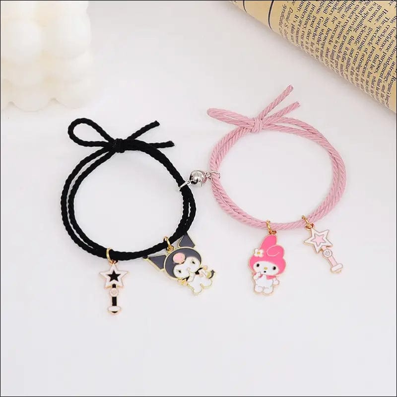 QiLuxy 2pcs\Set Cute Cartoon Couple Bracelet Magnet Ball