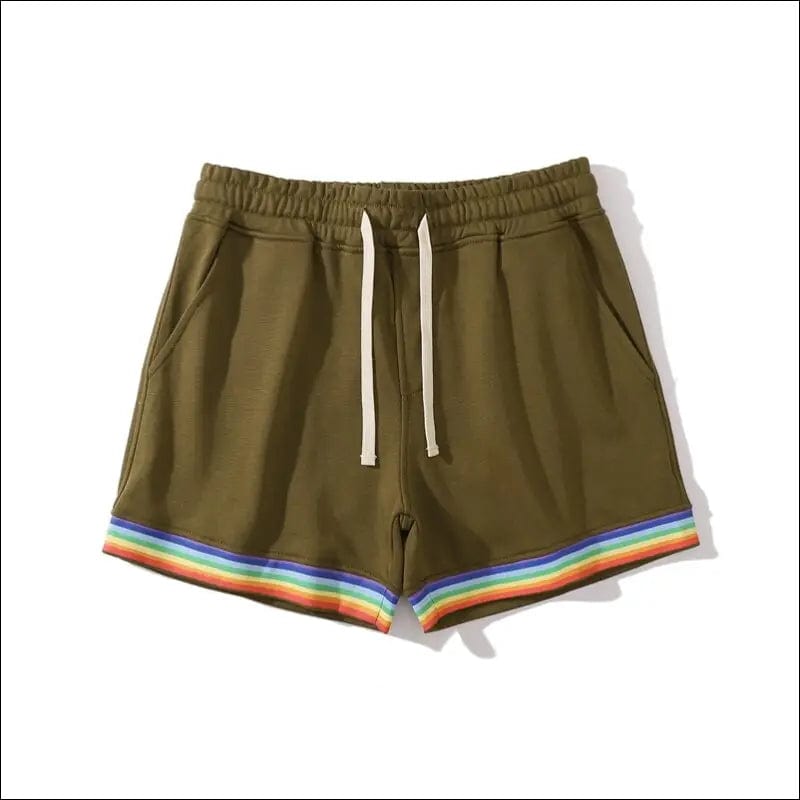 Rainbow man home shorts fashion colorful - Army Green / S -