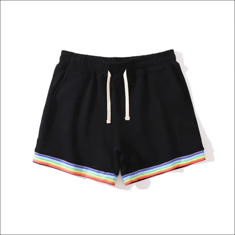 Rainbow man home shorts fashion colorful - Black / S -