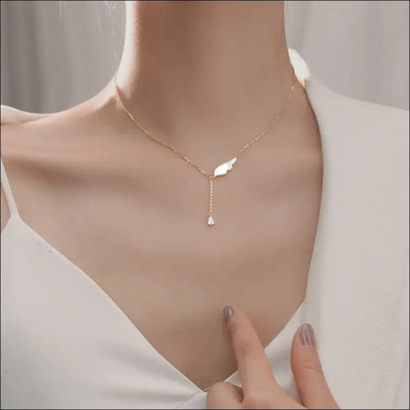 Real gold plated shell wings necklace female clavicle chain