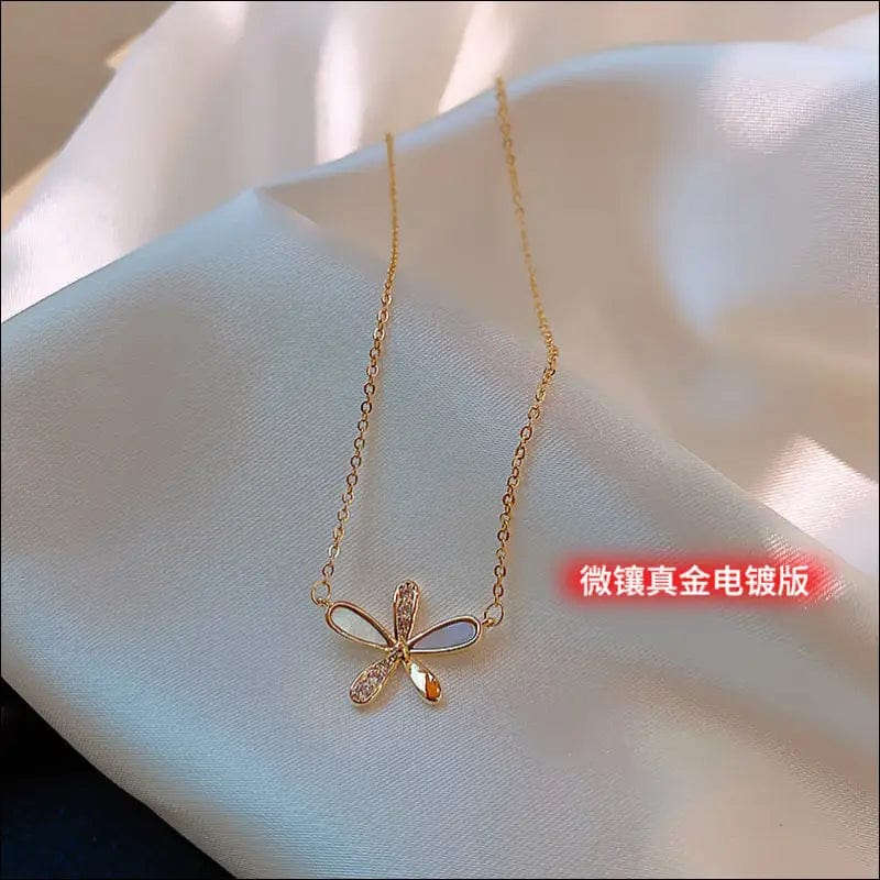 Real gold plated shell wings necklace female clavicle chain