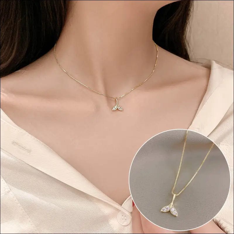 Real gold plated shell wings necklace female clavicle chain