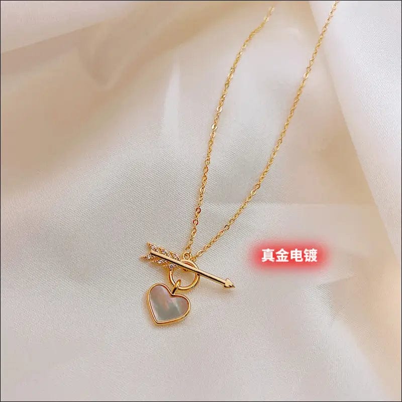 Real gold plated shell wings necklace female clavicle chain