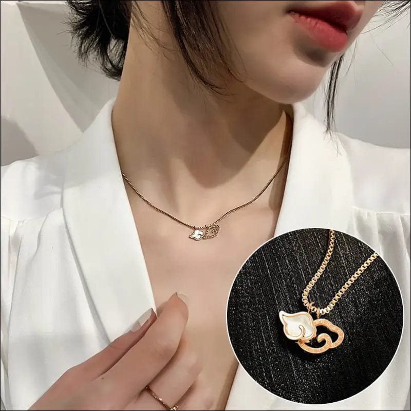 Real gold plated shell wings necklace female clavicle chain