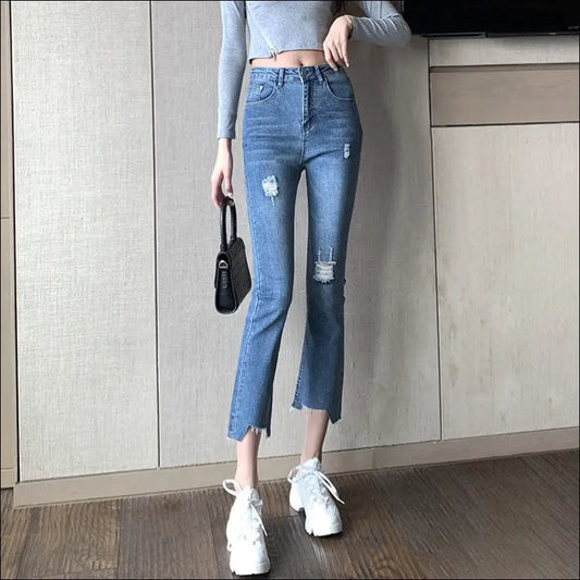 Real shot 2021 summer new hole micro-speaker jeans female