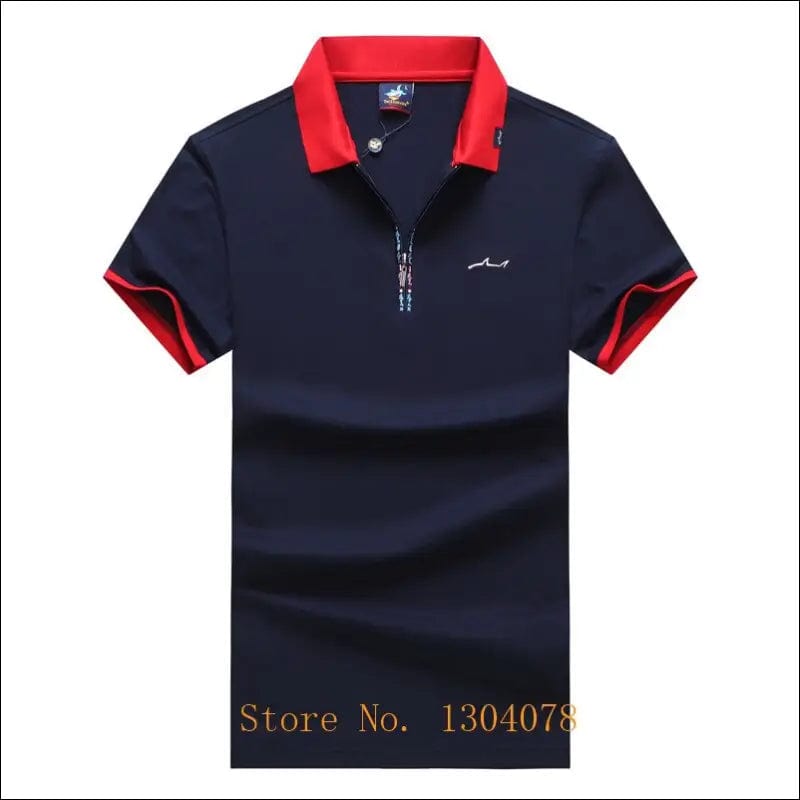 Red Blue White 95% Cotton Polo Shirt Men with Short Sleeve