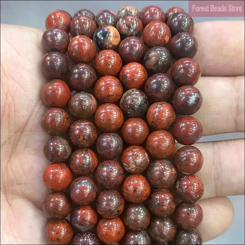 Red Brecciated Natural Jasper Smooth Round Spacer Beads For
