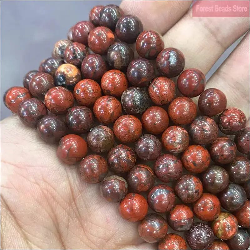 Red Brecciated Natural Jasper Smooth Round Spacer Beads For