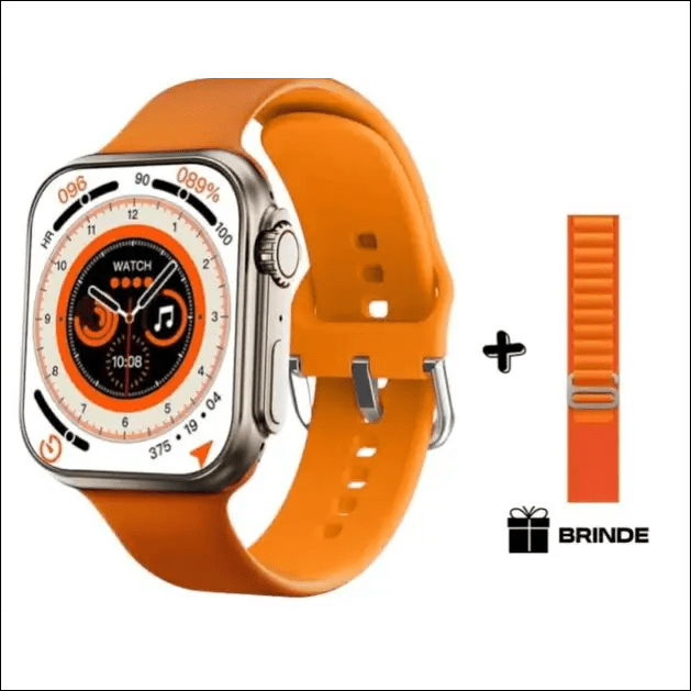 Relógio Smartwatch Ultra Serie 8 + Pulseira EXTRA - Laranja