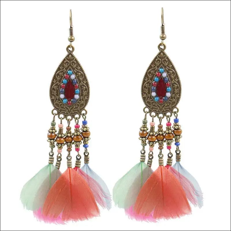 Retro fashion feather stream Supo earrings female handmade