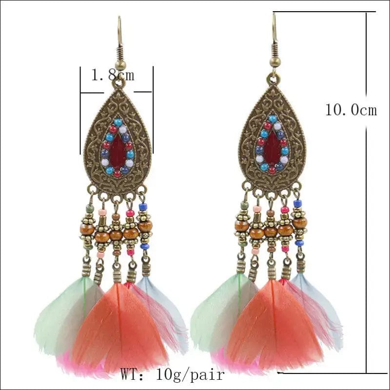 Retro fashion feather stream Supo earrings female handmade