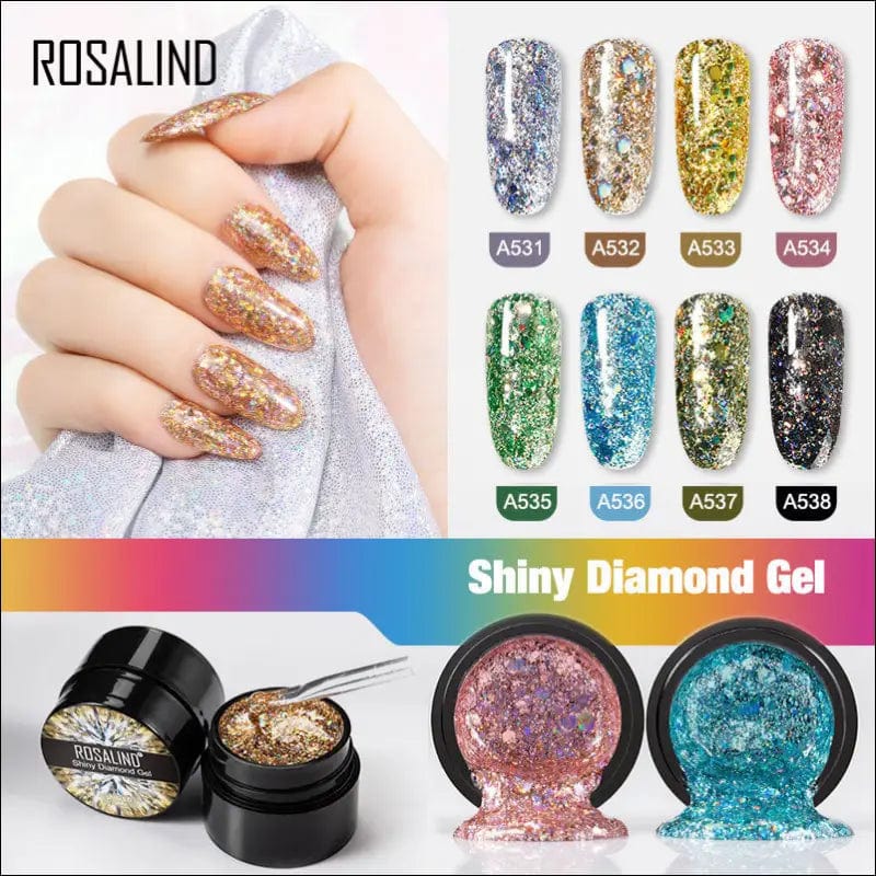 ROSALIND flash diamond nail polish sequins UV glue broken