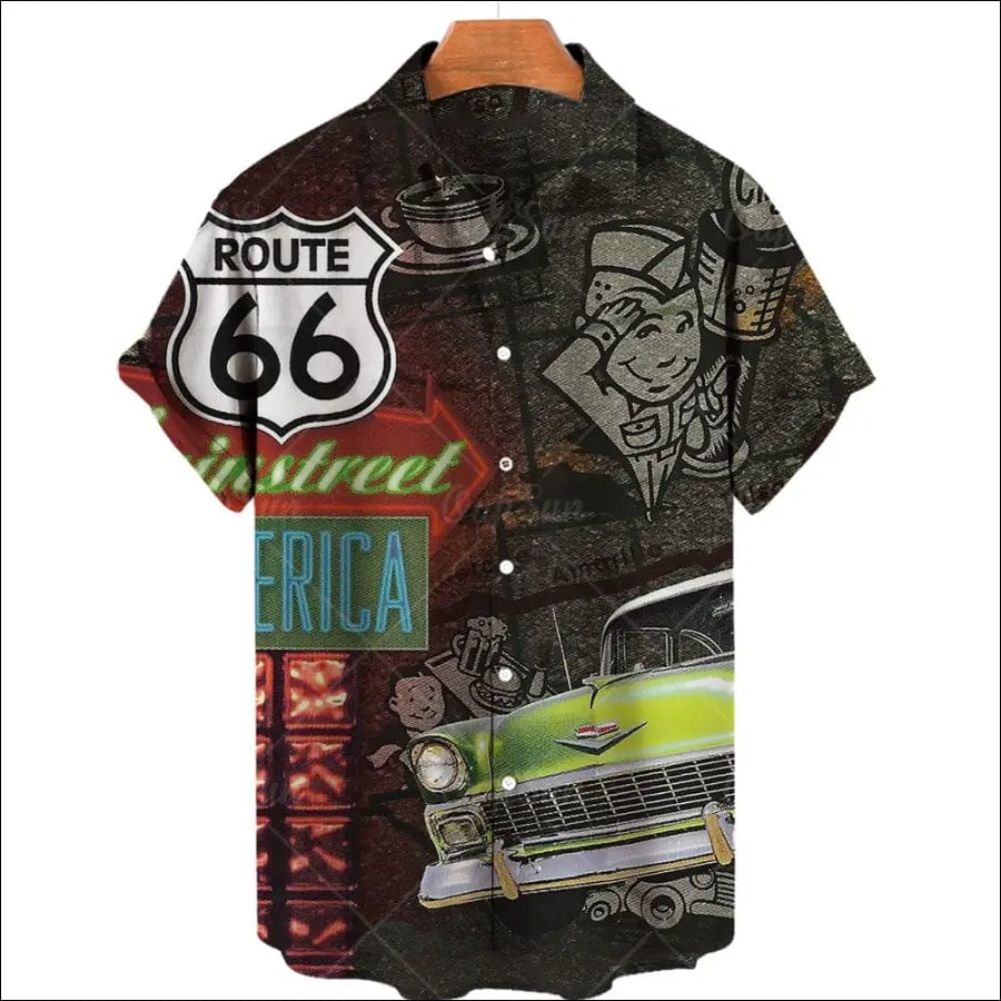 Route 66 3d Printed Shirts Men Women Fashion Hawaiian Shirt