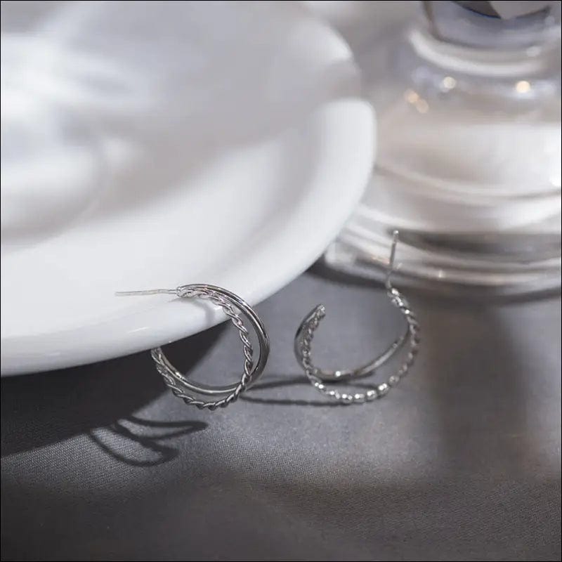 S925 silver needle earrings female temperament advanced