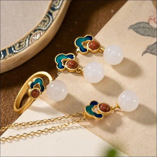 S925 sterling silver and Tian Yu ear nail female gold plated