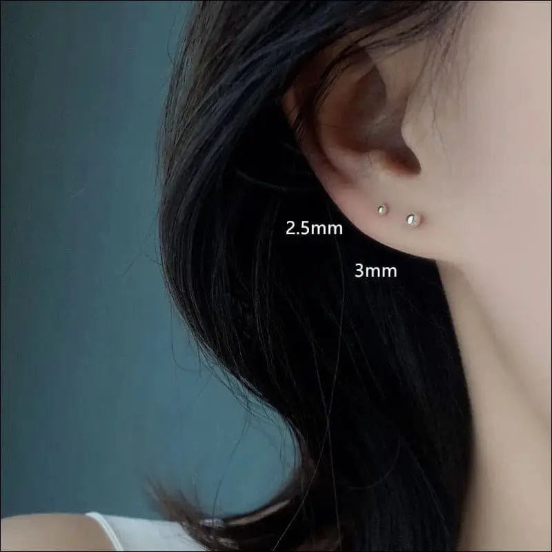 S925 sterling silver bean earrings female bead round ear