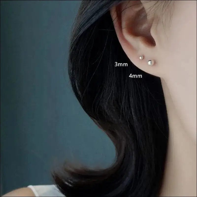 S925 sterling silver bean earrings female bead round ear