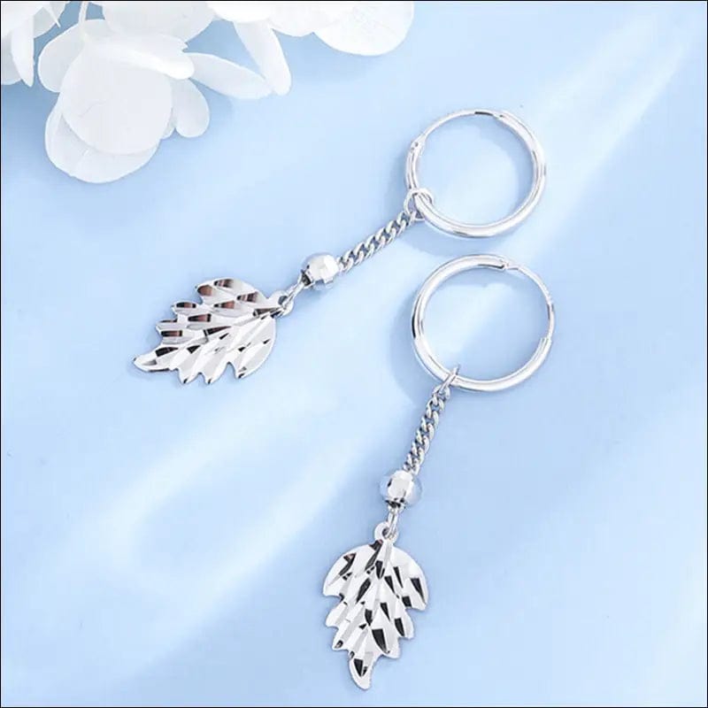 S925 sterling silver leaves ear buckle female fashion wild