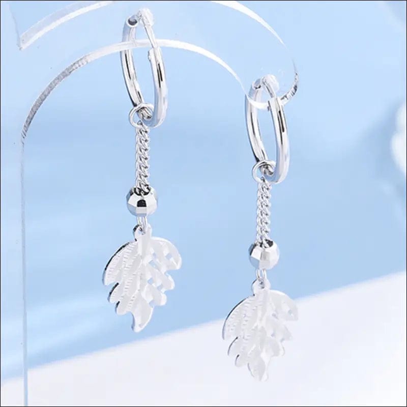 S925 sterling silver leaves ear buckle female fashion wild