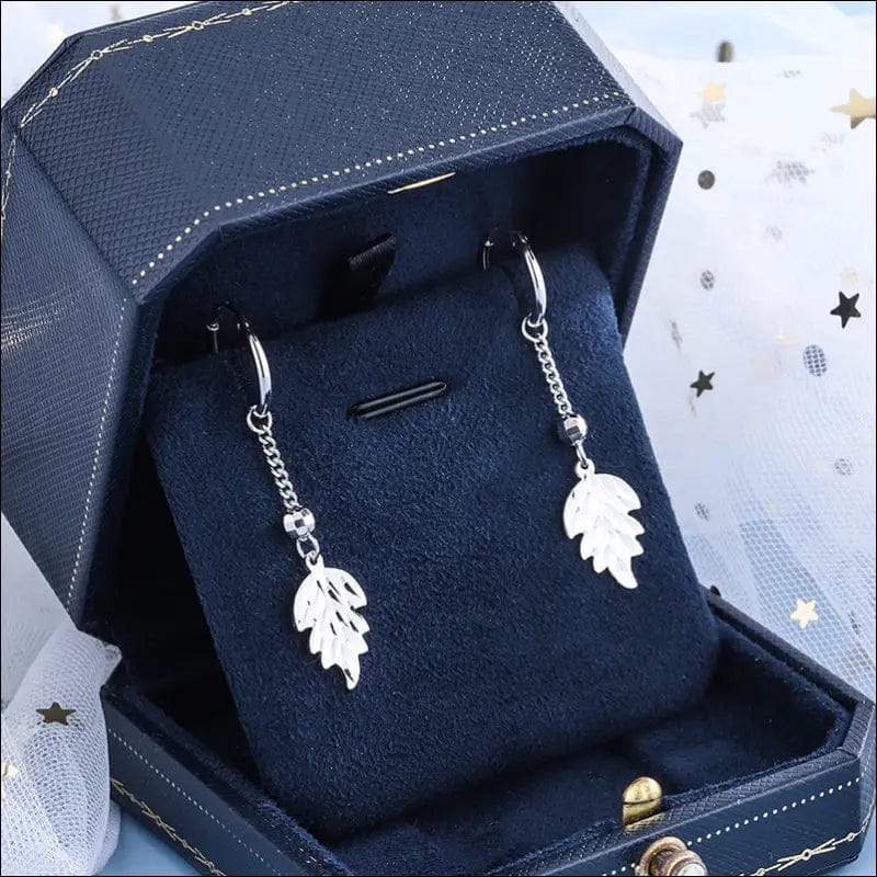 S925 sterling silver leaves ear buckle female fashion wild