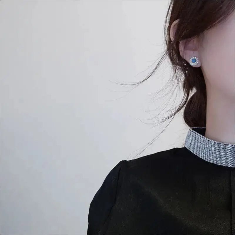 S925 sterling silver needle pearl earrings female minimalist