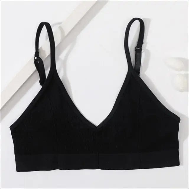 Seamless Solid Low Back Bralette - black / M -