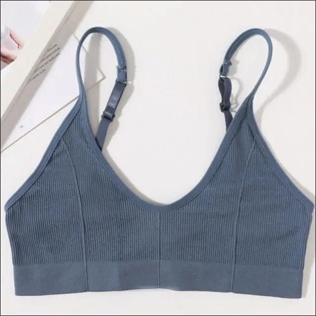 Seamless Solid Low Back Bralette - blue / M -