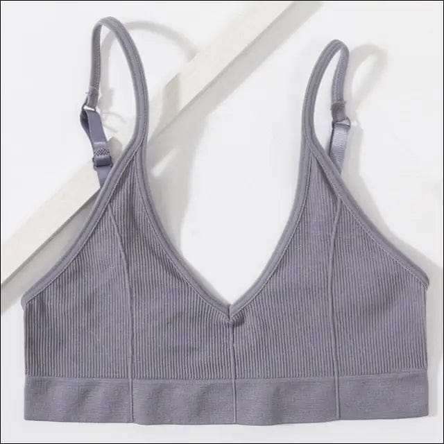 Seamless Solid Low Back Bralette - lavender-grey / M -