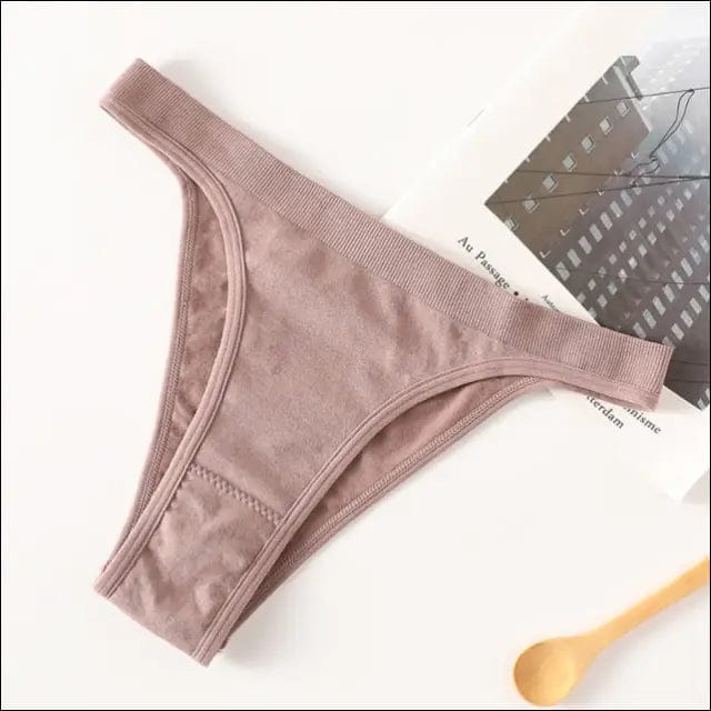 Seamless Solid Thong Panties - beanpaste / M -