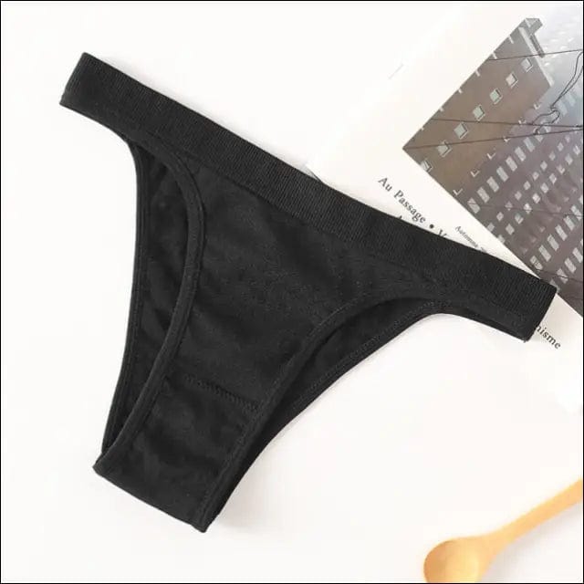 Seamless Solid Thong Panties - black / M - 85962417-black-m