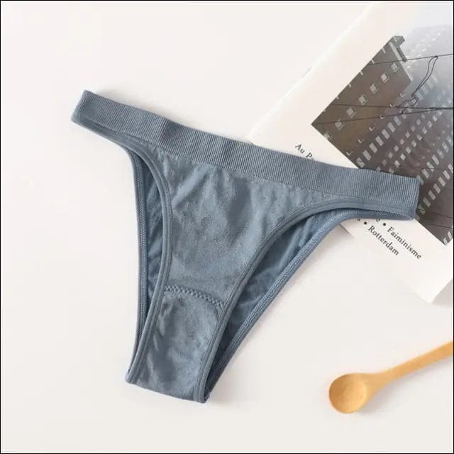 Seamless Solid Thong Panties - blue / M - 85962417-blue-m