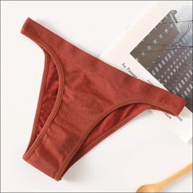 Seamless Solid Thong Panties - caramel / M -