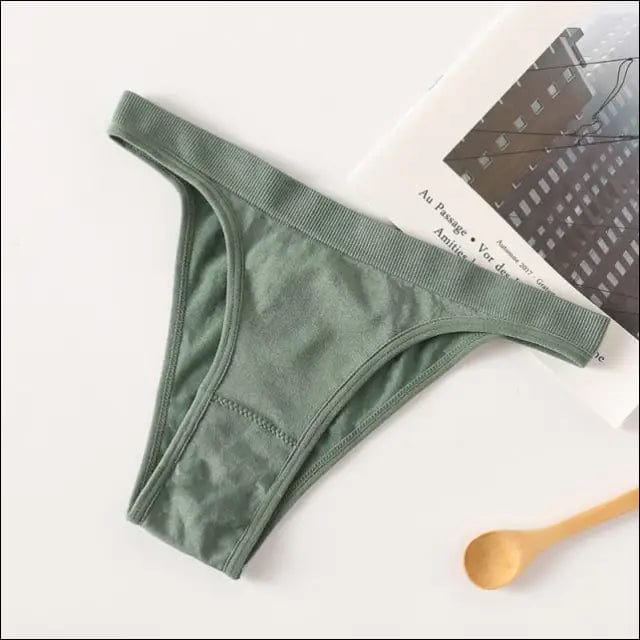Seamless Solid Thong Panties - green / M - 85962417-green-m