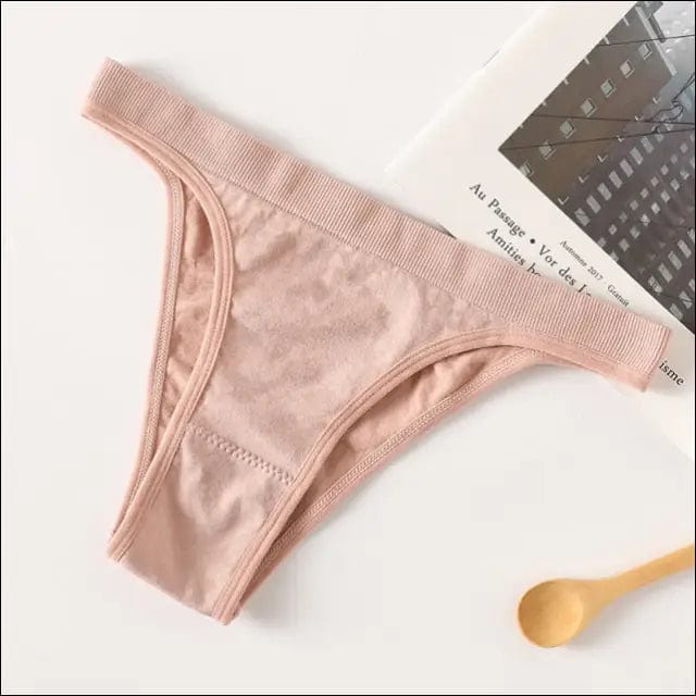 Seamless Solid Thong Panties - pink / M - 85962417-pink-m