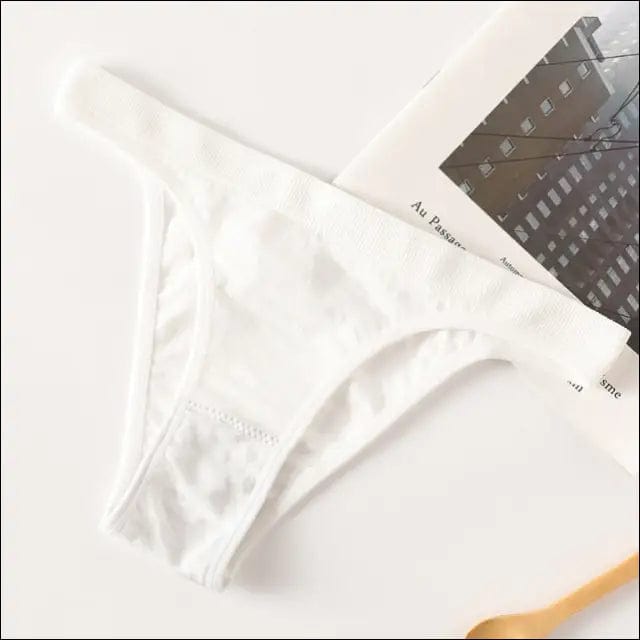Seamless Solid Thong Panties - white / M - 85962417-white-m