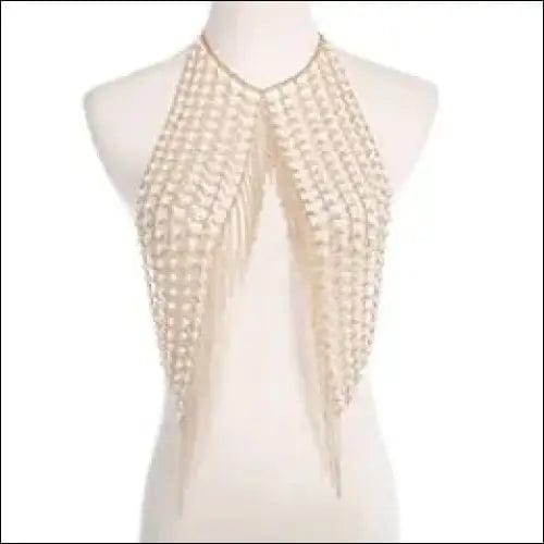 Sexy luxurious imitation pearl hollow Body Jewelry necklace