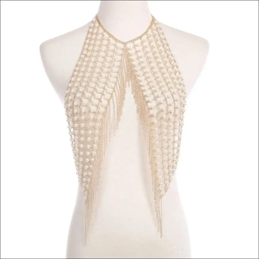 Sexy luxurious imitation pearl hollow Body Jewelry necklace